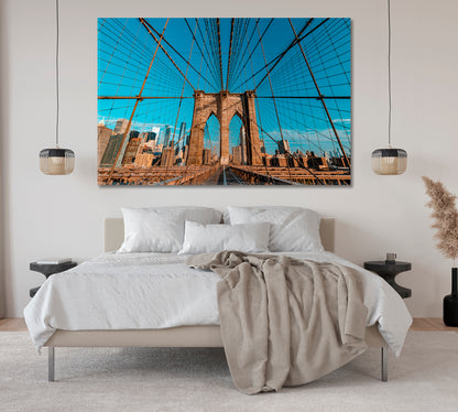 Brooklyn Bridge on Sunny Day Manhattan New York Canvas Print-Canvas Print-CetArt-1 Panel-24x16 inches-CetArt