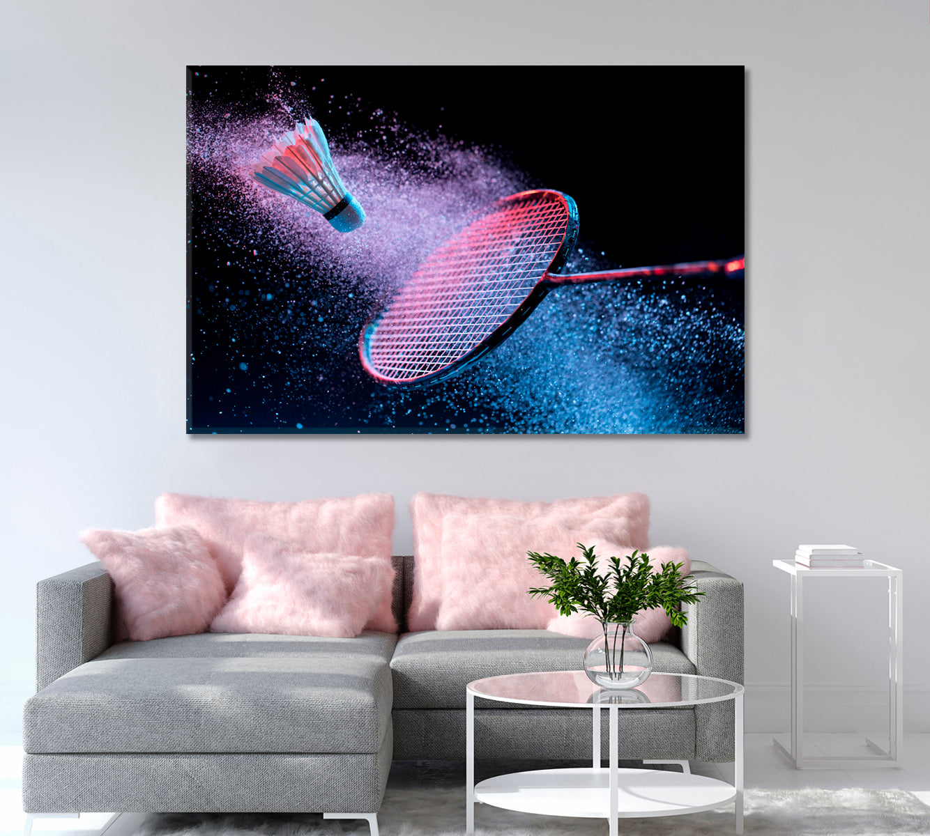 Badminton Racket in Motion Canvas Print-Canvas Print-CetArt-1 Panel-24x16 inches-CetArt