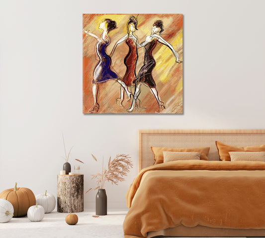 Abstract Dancing Women Canvas Print-Canvas Print-CetArt-1 panel-12x12 inches-CetArt