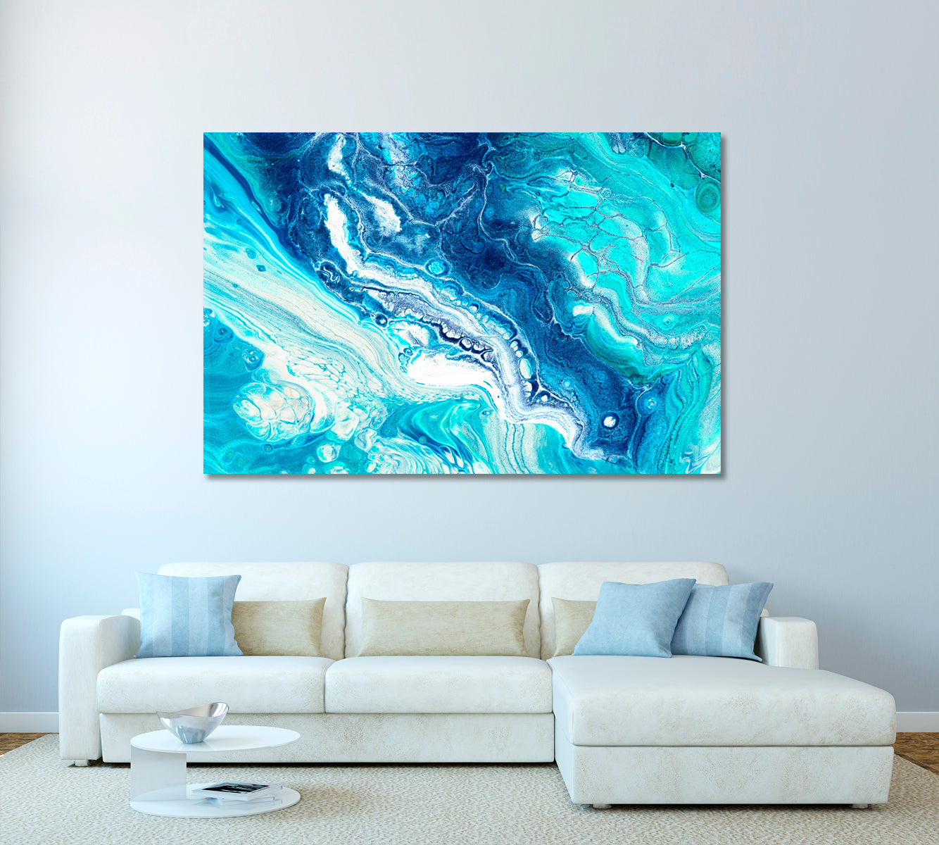 Creative Abstract Bubbles with Blue Swirls Canvas Print-Canvas Print-CetArt-1 Panel-24x16 inches-CetArt