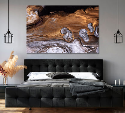 Abstract Bronze Wavy Marble Canvas Print-Canvas Print-CetArt-1 Panel-24x16 inches-CetArt