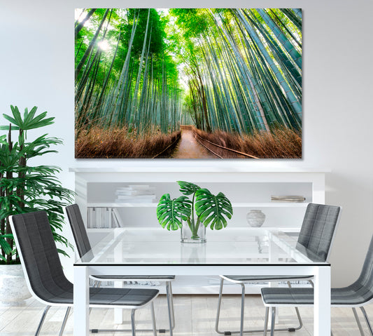 Walkway in Bamboo Forest Kyoto Japan Canvas Print-Canvas Print-CetArt-1 Panel-24x16 inches-CetArt