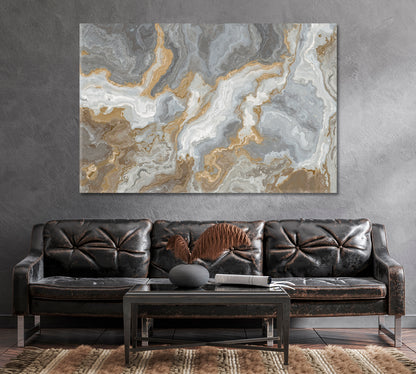 Gray Marble with Golden Veins Canvas Print-Canvas Print-CetArt-1 Panel-24x16 inches-CetArt