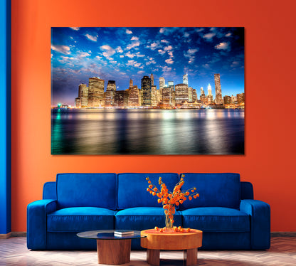 Manhattan Skyline from Brooklyn Bridge Park Canvas Print-Canvas Print-CetArt-1 Panel-24x16 inches-CetArt