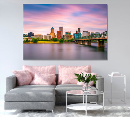 Portland Oregon on the Willamette River Canvas Print-Canvas Print-CetArt-1 Panel-24x16 inches-CetArt