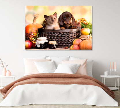 Puppy and Kitten Canvas Print-Canvas Print-CetArt-1 Panel-24x16 inches-CetArt