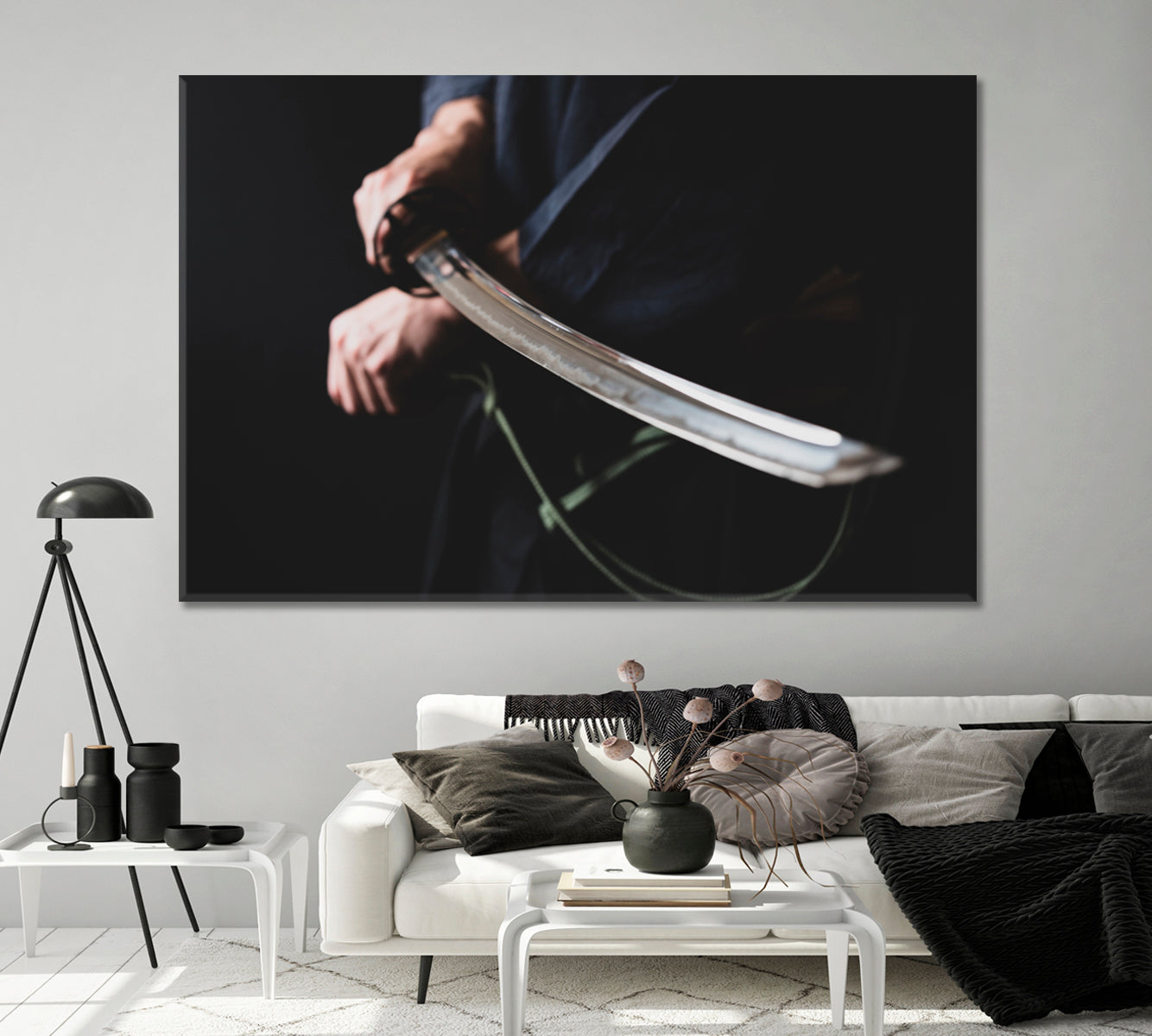 Japanese Sword in Samurai Hands Canvas Print-Canvas Print-CetArt-1 Panel-24x16 inches-CetArt