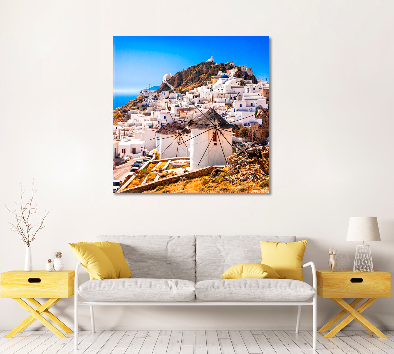 Serifos Island Chora Village and Windmills Greece Canvas Print-Canvas Print-CetArt-1 panel-12x12 inches-CetArt