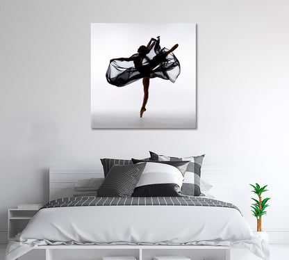 Stunning Ballerina Silhouette in Black Dress Canvas Print-Canvas Print-CetArt-1 panel-12x12 inches-CetArt