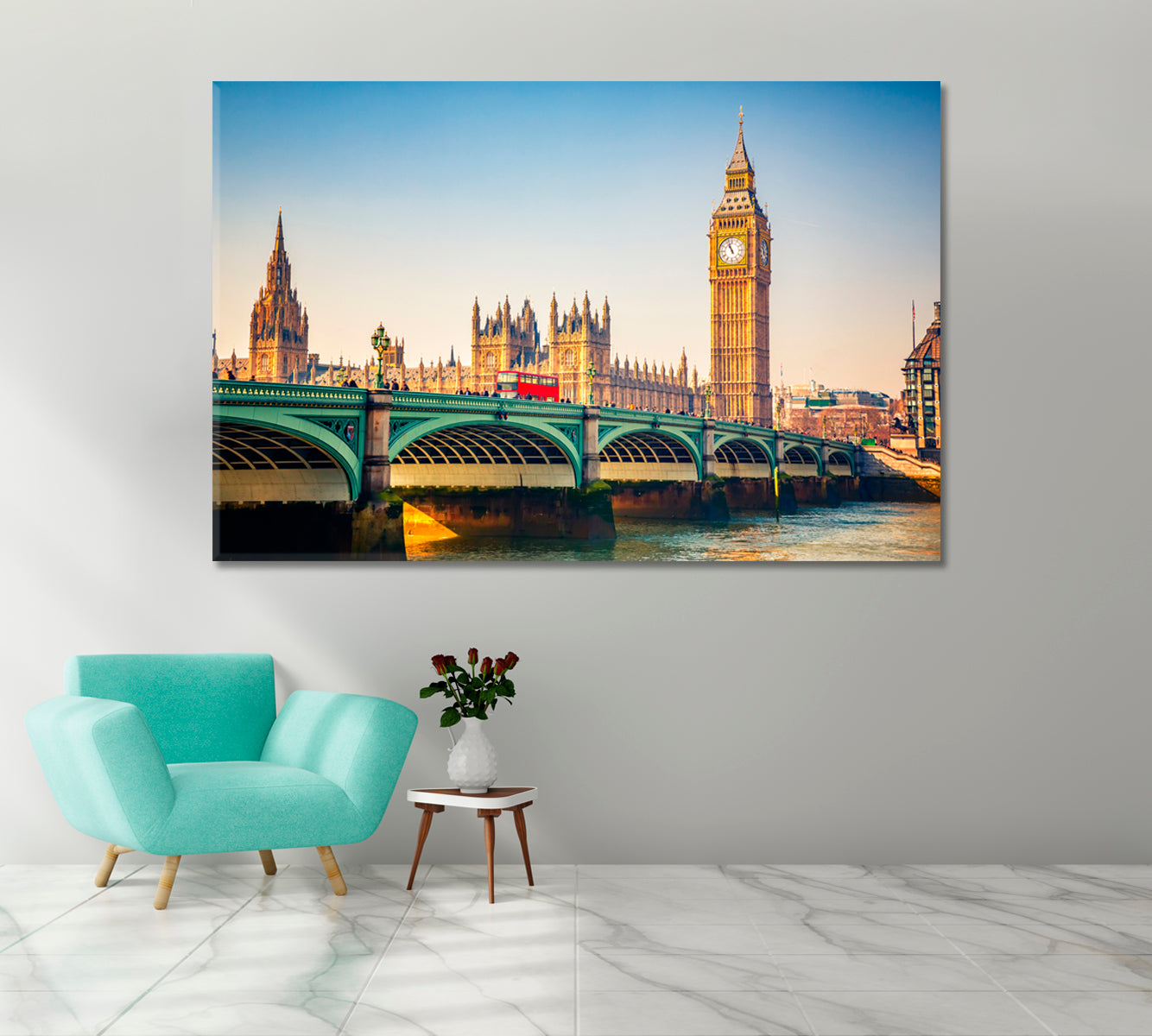 Big Ben and Westminster Bridge in London UK Canvas Print-Canvas Print-CetArt-1 Panel-24x16 inches-CetArt