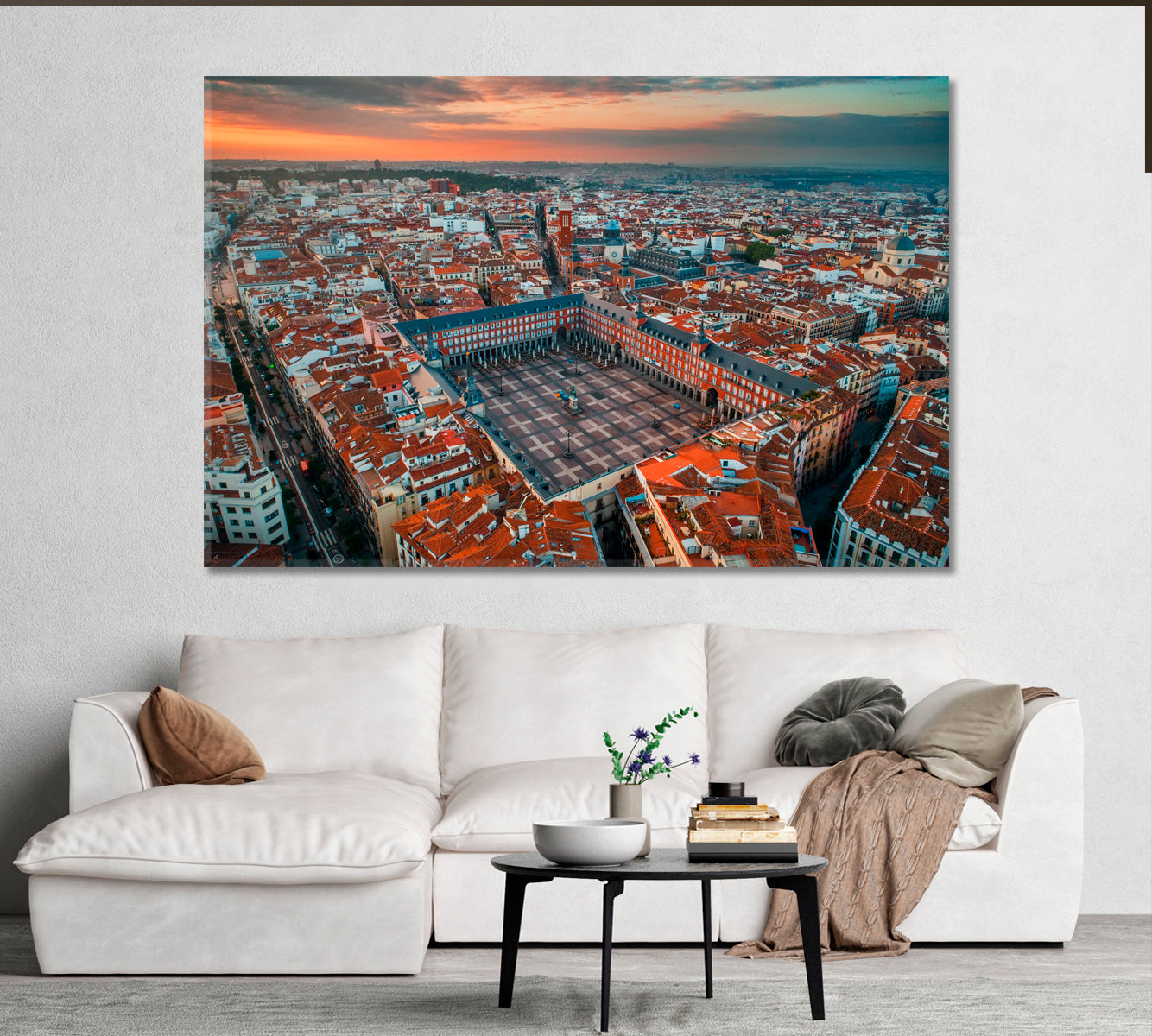 Madrid Plaza with Historic Buildings Spain Canvas Print-Canvas Print-CetArt-1 Panel-24x16 inches-CetArt