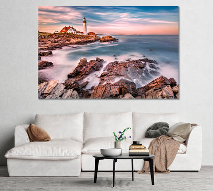 Oldest Lighthouse in Maine USA Canvas Print-Canvas Print-CetArt-1 Panel-24x16 inches-CetArt