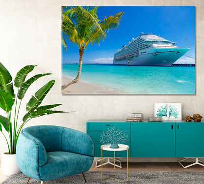 Cruise Ship at Tropical Port Canvas Print-Canvas Print-CetArt-1 Panel-24x16 inches-CetArt