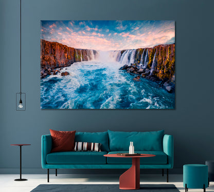 Selfoss Waterfall in Jokulsargljufur National Park Iceland Canvas Print-Canvas Print-CetArt-1 Panel-24x16 inches-CetArt