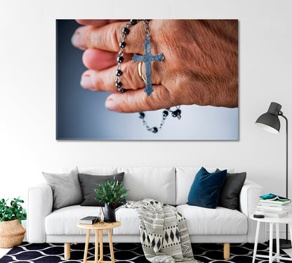 Praying with Rosary Canvas Print-Canvas Print-CetArt-1 Panel-24x16 inches-CetArt