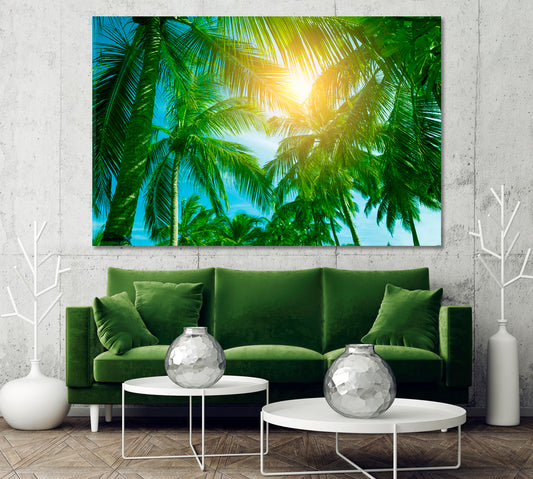 Sun's Rays Through the Palm Trees Canvas Print-Canvas Print-CetArt-1 Panel-24x16 inches-CetArt