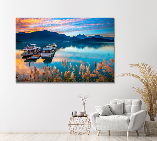 Two Motor Boats on the River Under the Dramatic Sky Canvas Print-Canvas Print-CetArt-1 Panel-24x16 inches-CetArt