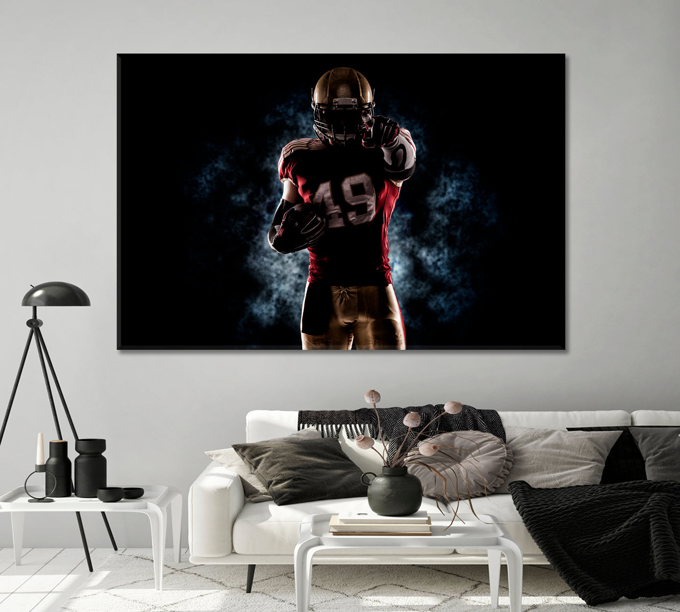 American Football Player in Dark Canvas Print-Canvas Print-CetArt-1 Panel-24x16 inches-CetArt