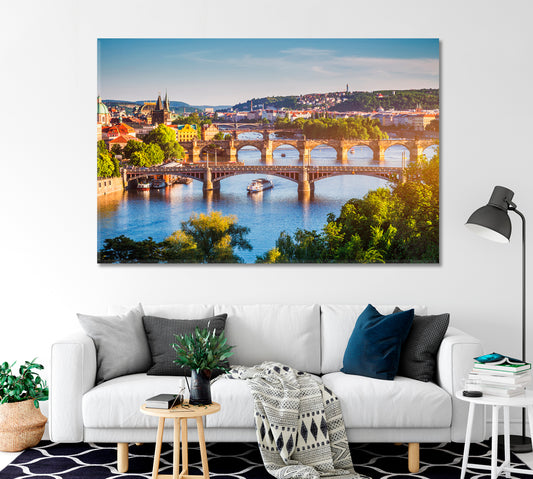 Charles Bridge at Sunset Prague Canvas Print-Canvas Print-CetArt-1 Panel-24x16 inches-CetArt