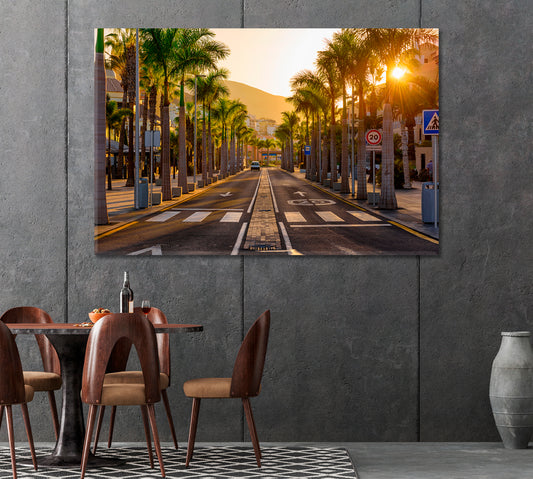 Row of Palm Trees on Avenue Las Americas Canary Islands Canvas Print-Canvas Print-CetArt-1 Panel-24x16 inches-CetArt