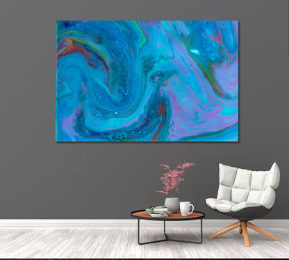 Abstract Blue Contemporary Waves Canvas Print-Canvas Print-CetArt-1 Panel-24x16 inches-CetArt