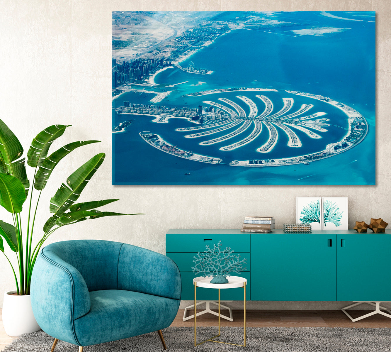 Palm Jumeirah Dubai from the Air Canvas Print-Canvas Print-CetArt-1 Panel-24x16 inches-CetArt