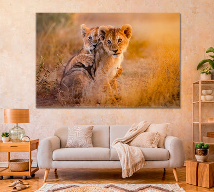 Two Cute Lion Cubs Canvas Print-Canvas Print-CetArt-1 Panel-24x16 inches-CetArt