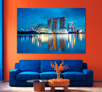 Singapore City Skyline at Dusk Canvas Print-Canvas Print-CetArt-1 Panel-24x16 inches-CetArt