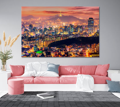 Seoul City Lights South Korea Canvas Print-Canvas Print-CetArt-1 Panel-24x16 inches-CetArt