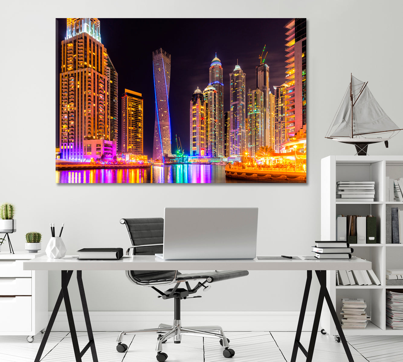 Skyscrapers in Dubai Marina UAE Canvas Print-Canvas Print-CetArt-1 Panel-24x16 inches-CetArt