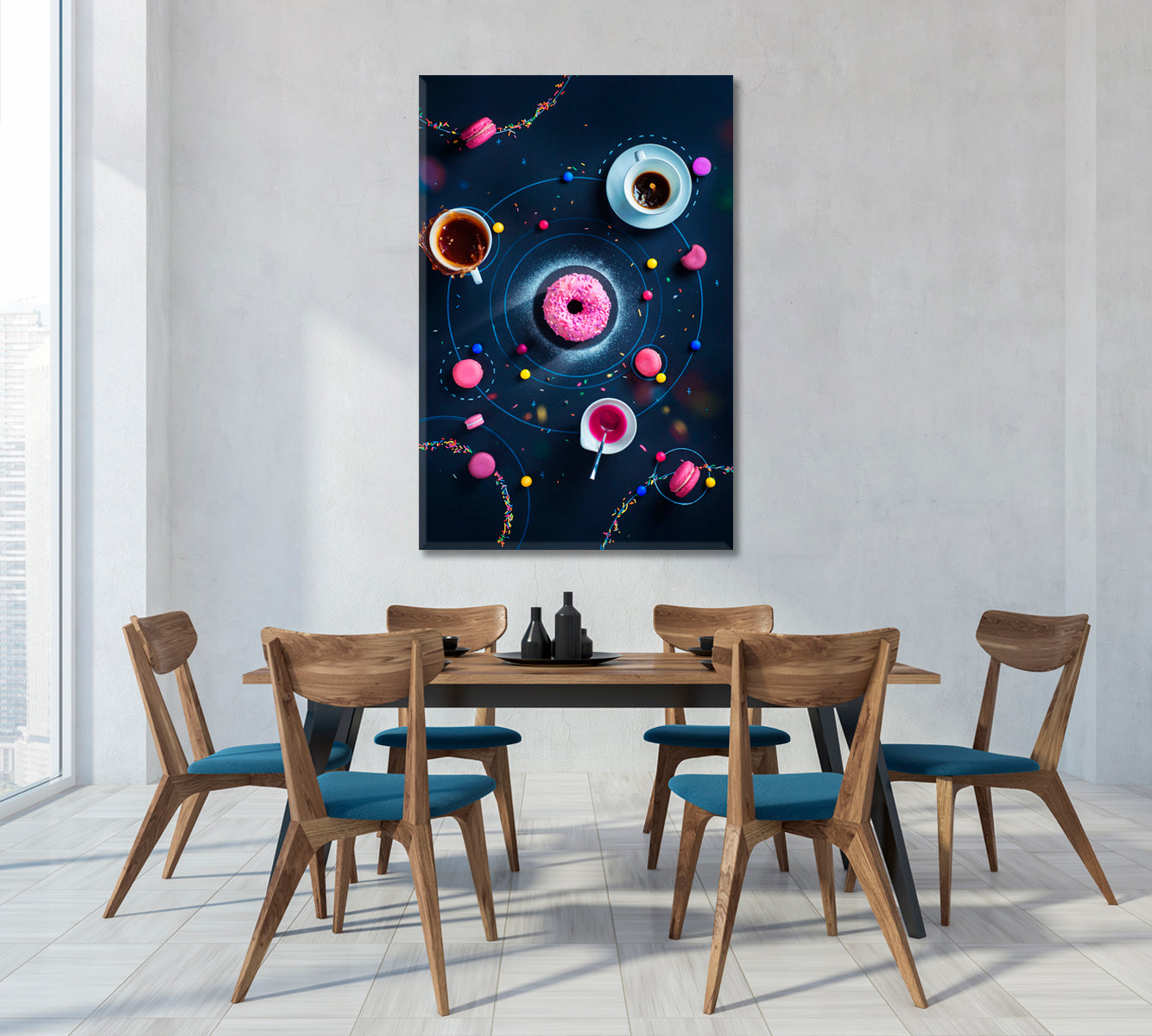 Space Donut Macaron Stars and Orbits Canvas Print-Canvas Print-CetArt-1 panel-16x24 inches-CetArt