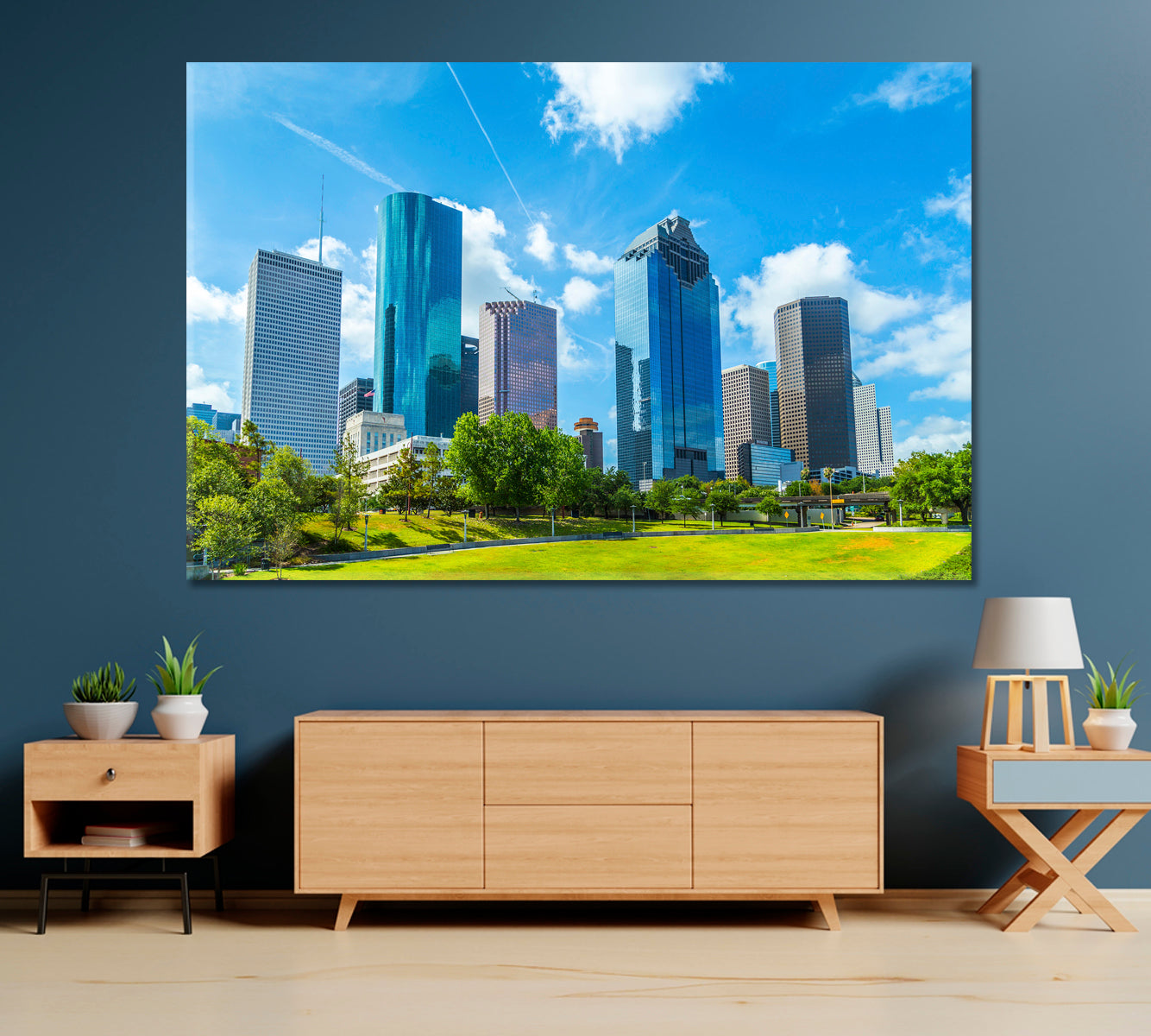 Texas Skyscrapers under the Blue Sky Canvas Print-Canvas Print-CetArt-1 Panel-24x16 inches-CetArt