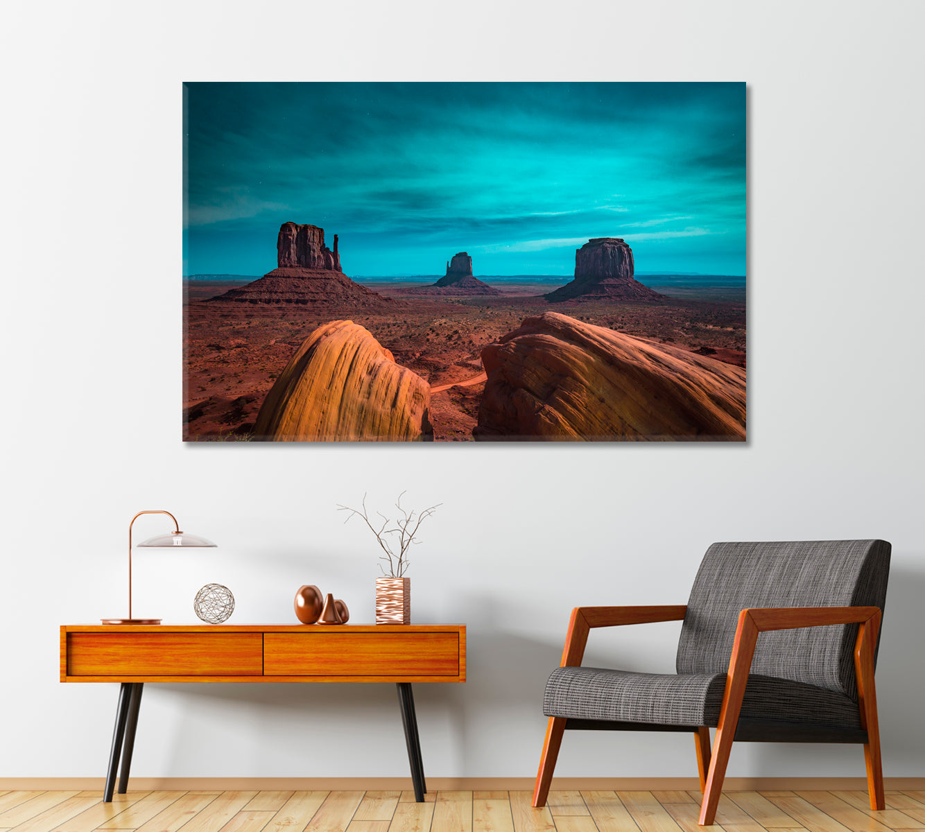 Scenic Monument Valley with Mittens and Merrick Butte Arizona USA Canvas Print-Canvas Print-CetArt-1 Panel-24x16 inches-CetArt