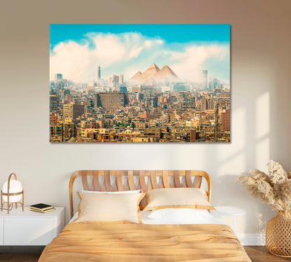 Cairo City with Pyramid Egypt Canvas Print-Canvas Print-CetArt-1 Panel-24x16 inches-CetArt