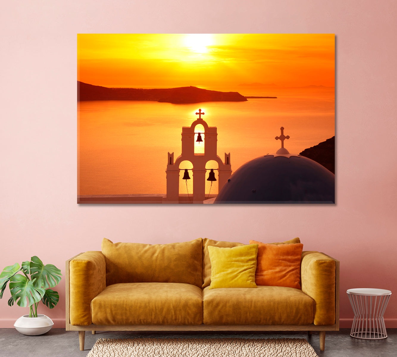 Firostefani Church at Sunset Greece Canvas Print-Canvas Print-CetArt-1 Panel-24x16 inches-CetArt