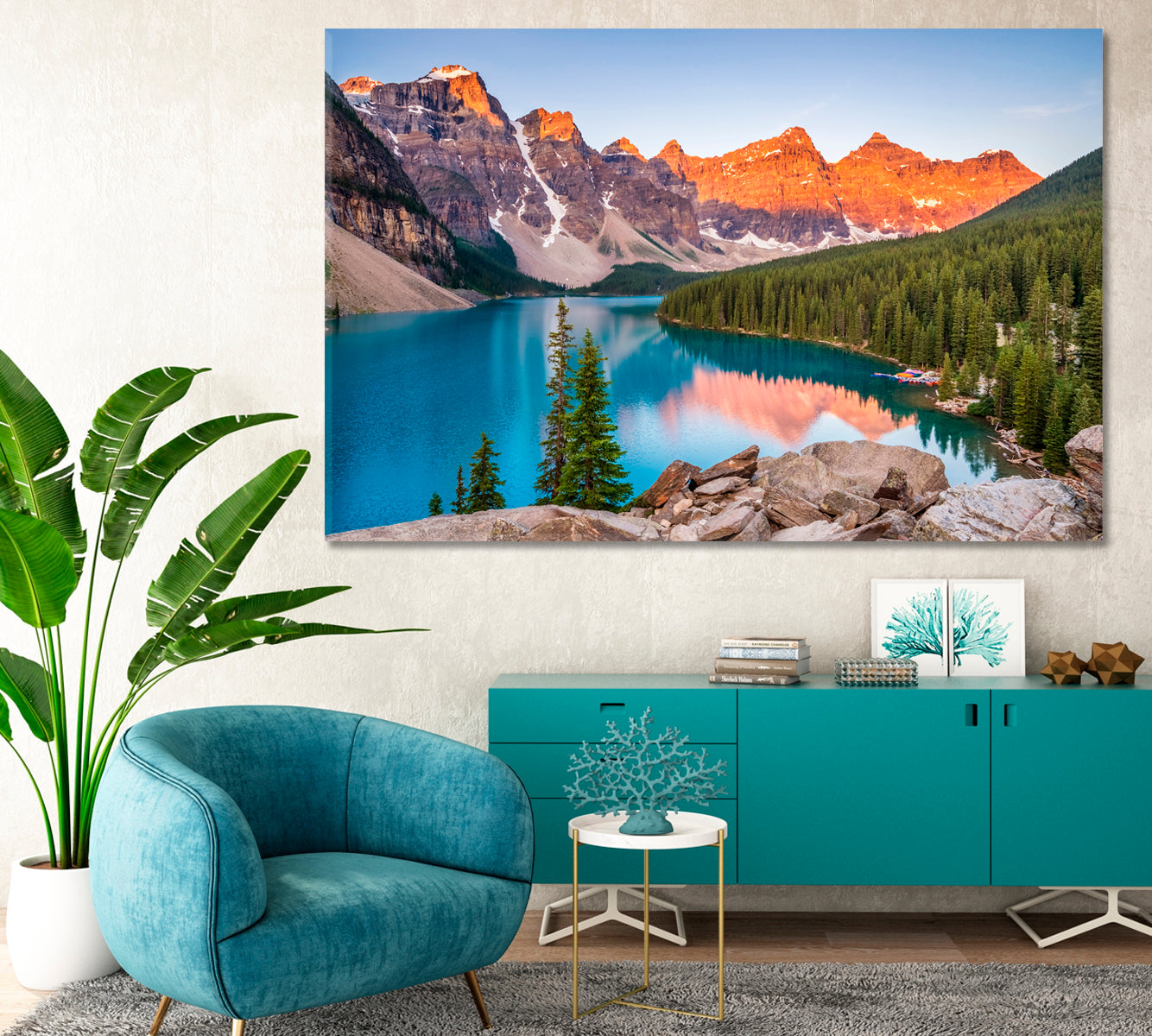 Sunrise over Moraine Lake Canada Canvas Print-Canvas Print-CetArt-1 Panel-24x16 inches-CetArt