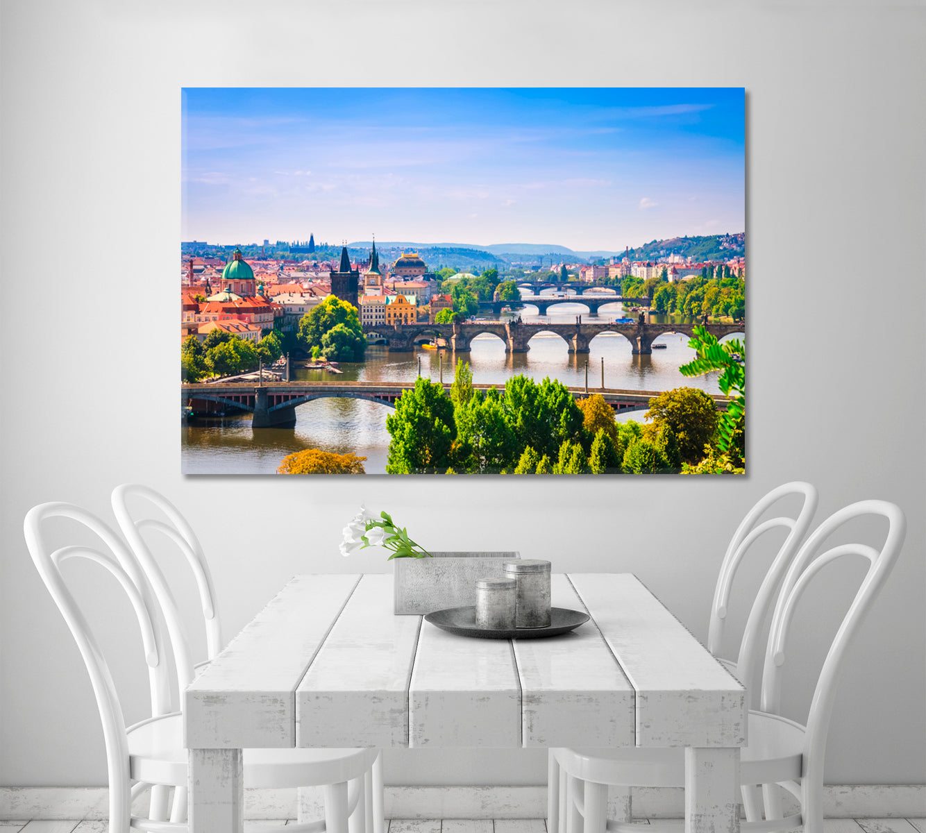 Bridges Vltava River Prague Canvas Print-Canvas Print-CetArt-1 Panel-24x16 inches-CetArt