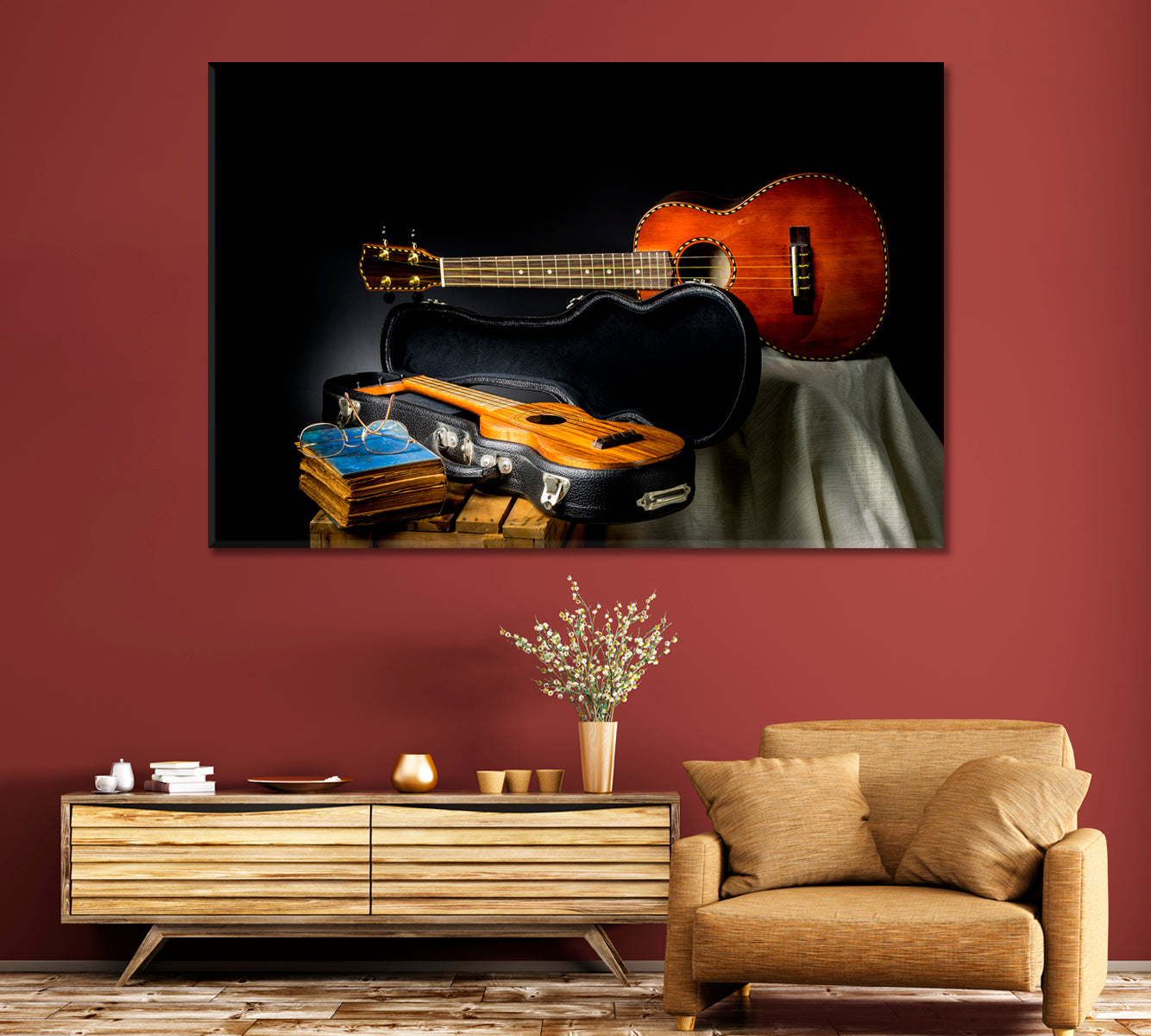 Still Life Classic Ukulele in Case Canvas Print-Canvas Print-CetArt-1 Panel-24x16 inches-CetArt