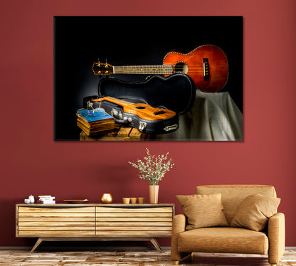 Still Life Classic Ukulele in Case Canvas Print-Canvas Print-CetArt-1 Panel-24x16 inches-CetArt