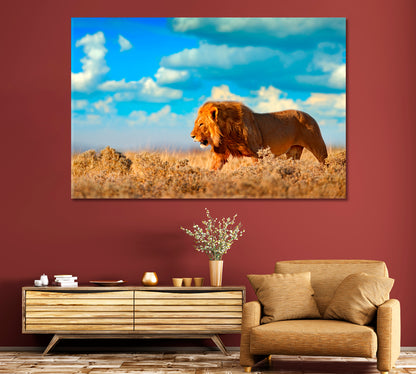 Wild African Lion Canvas Print-Canvas Print-CetArt-1 Panel-24x16 inches-CetArt