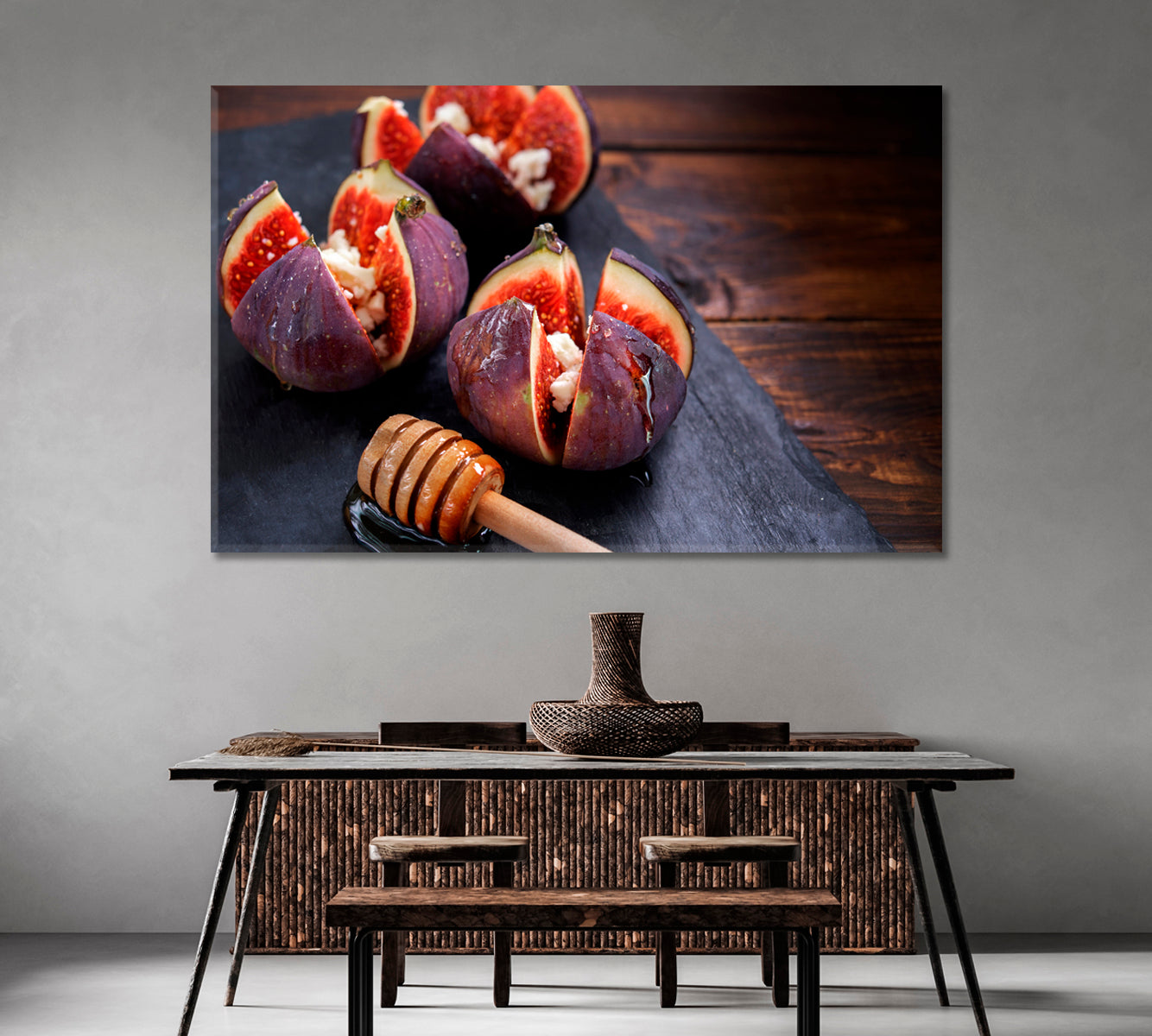 Figs with Cheese and Honey Canvas Print-Canvas Print-CetArt-1 Panel-24x16 inches-CetArt