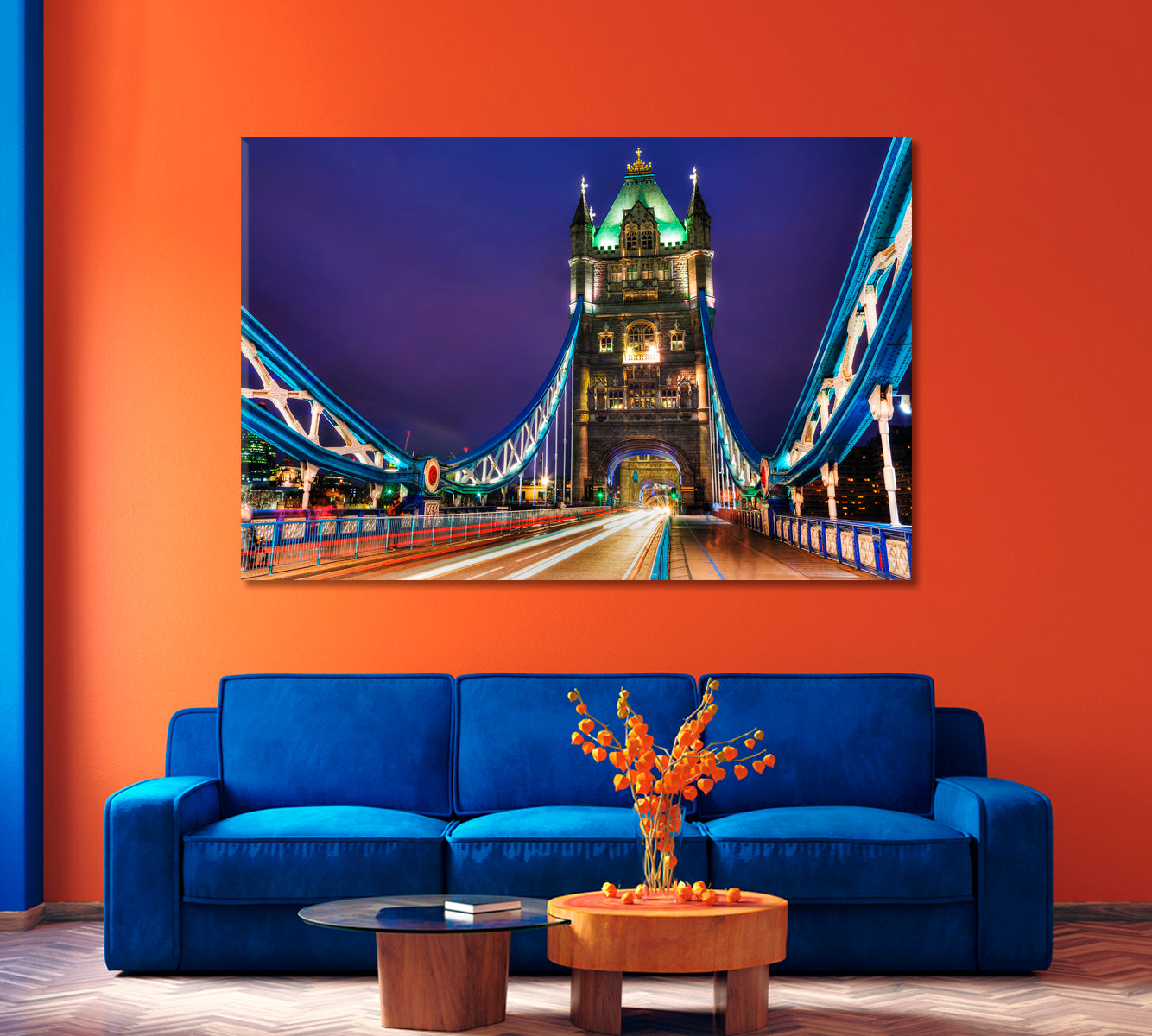 Tower Bridge at Night Time London Great Britain Canvas Print-Canvas Print-CetArt-1 Panel-24x16 inches-CetArt