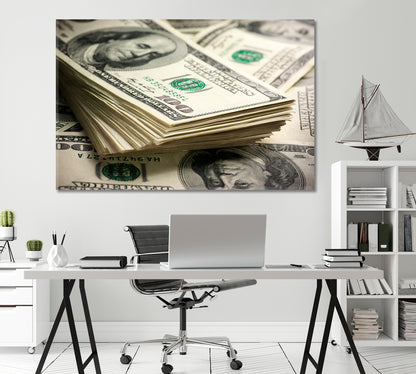 Bundle of One Hundred Dollar Bills Canvas Print-Canvas Print-CetArt-1 Panel-24x16 inches-CetArt