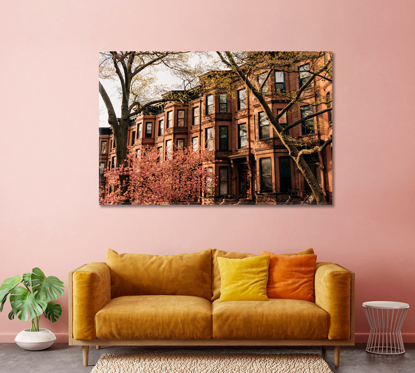 Brownstones in Park Slope Brooklyn New York City Canvas Print-Canvas Print-CetArt-1 Panel-24x16 inches-CetArt