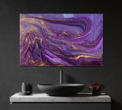 Marbling Pattern in Violet Colors Canvas Print-Canvas Print-CetArt-1 Panel-24x16 inches-CetArt