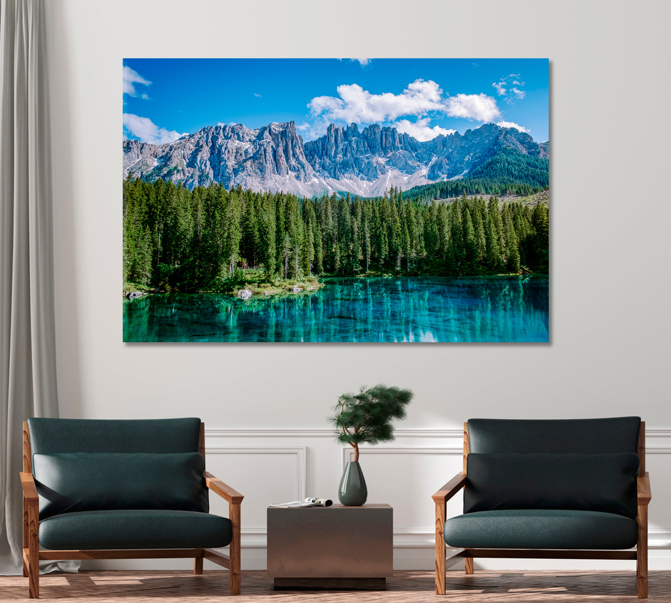 Crystal Blue Lake in Dolomites Italy Canvas Print-Canvas Print-CetArt-1 Panel-24x16 inches-CetArt