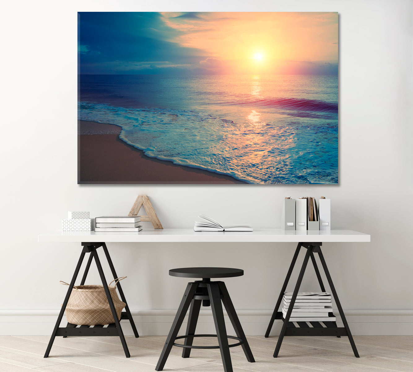 Seascape Sunrise over the Sea Canvas Print-Canvas Print-CetArt-1 Panel-24x16 inches-CetArt