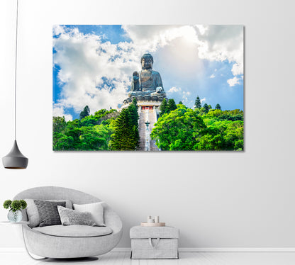 Big Buddha Statue Hong Kong Canvas Print-Canvas Print-CetArt-1 Panel-24x16 inches-CetArt