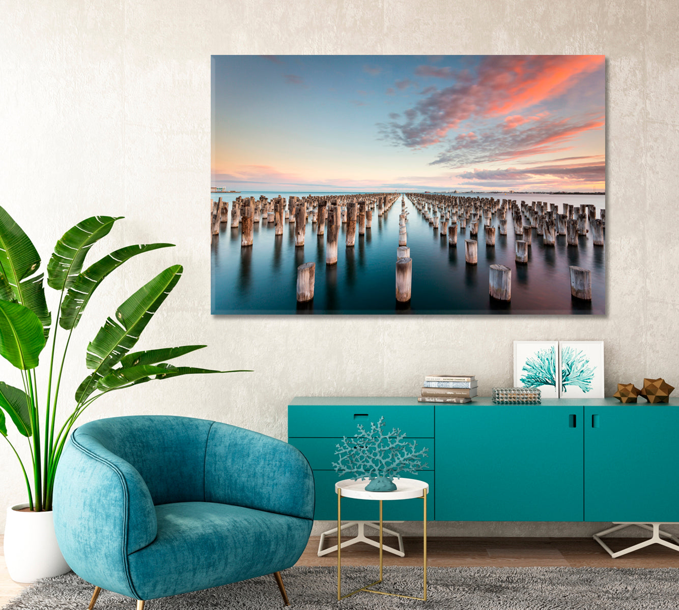 Princes Pier at Sunset in Port Melbourne Australia Canvas Print-Canvas Print-CetArt-1 Panel-24x16 inches-CetArt