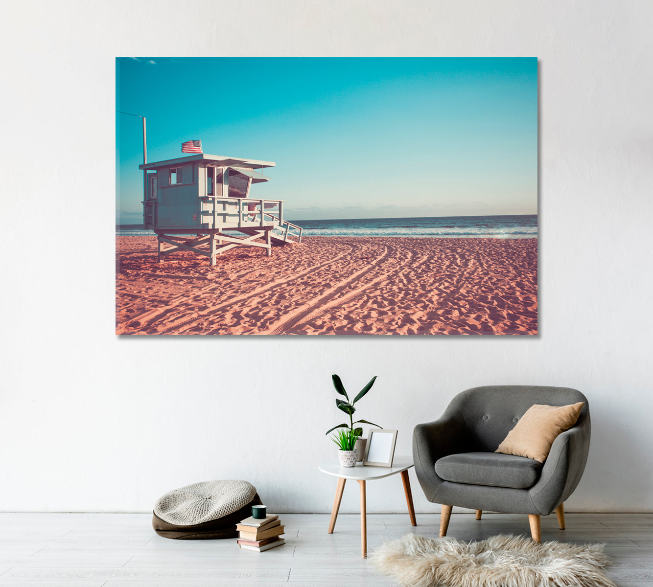 Lifeguard Tower Santa Monica California USA Canvas Print-Canvas Print-CetArt-1 Panel-24x16 inches-CetArt